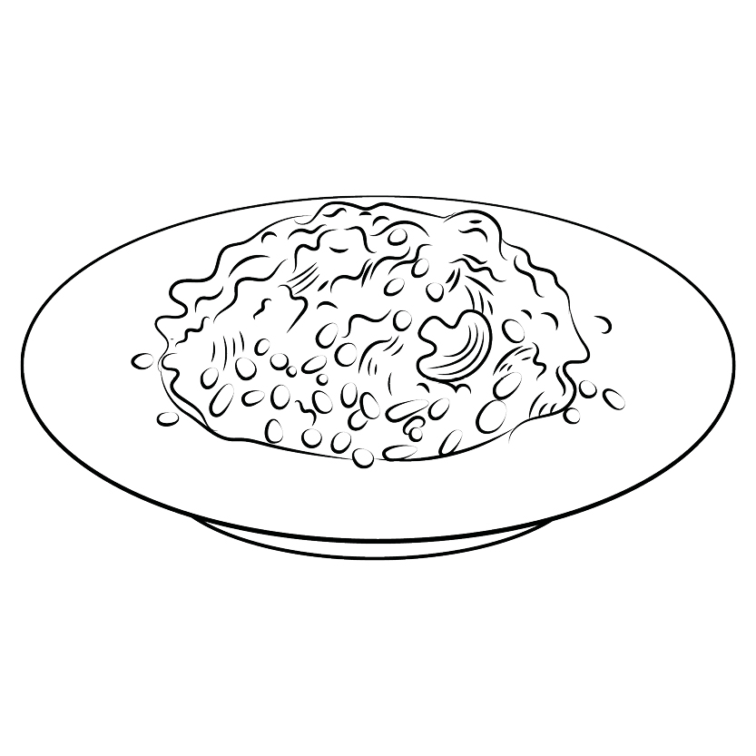 Skizze eines Tellers mit Risotto